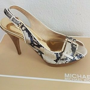 Michael Kors slingback gold snakeskin heel sandal